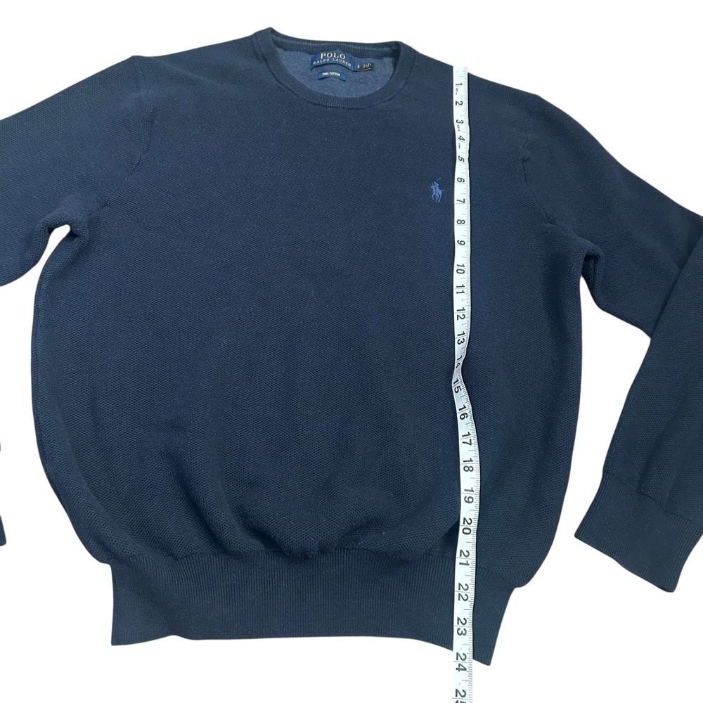 Polo Ralph Lauren Mens Sweater Large Pima Cotton Navy Blue Pony - Picture 5 of 7